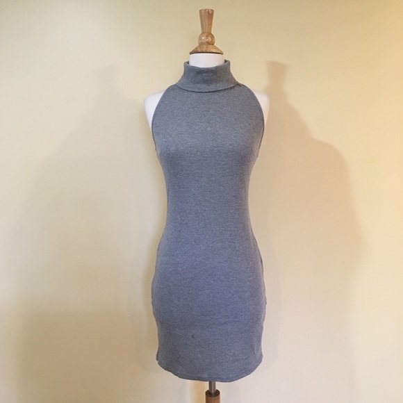 Ribbed Knit Turtleneck Bodycon Sleeveless Dress - Picture 2 of 5